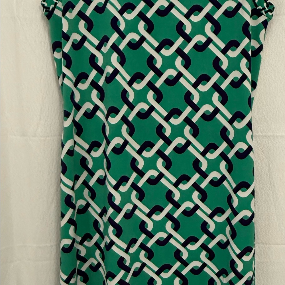 Banana Republic Teal and Navy Chain Print Dress